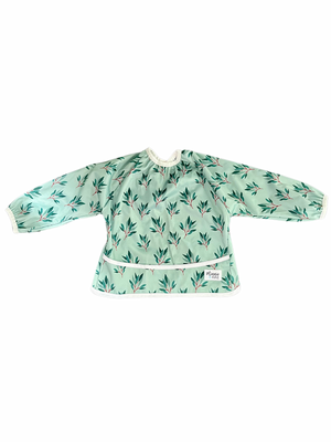 Sleeved Bib- Green Leaves